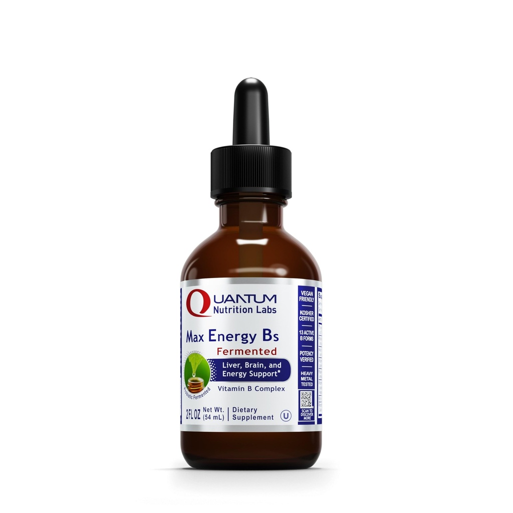 Quantum Nutrition Labs Max Energy B - Vitamin B Kompleksne tekoče kapljice, Organski vitamin B dodatek za ženske in moške, Vitamin B1, B2, B3, B5, B6, B12 - 2 Fl Oz