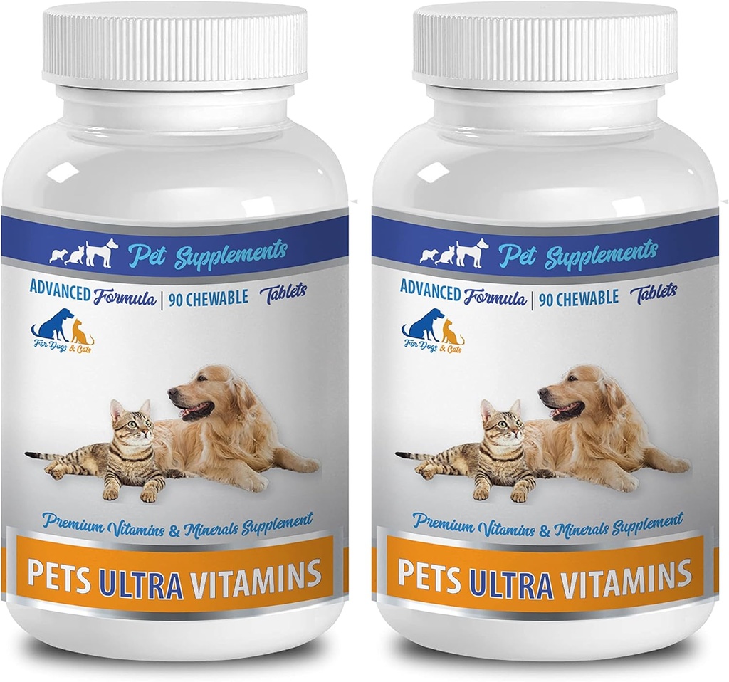 Dog Hair Supplement - hišni ljubljenčki Ultra Vitamini - za pse in mačke - Imunsko zdravje - Prednosti las in plašča - Vitamin e za pse oralno - 180 Zdravljenja (2 steklenici)