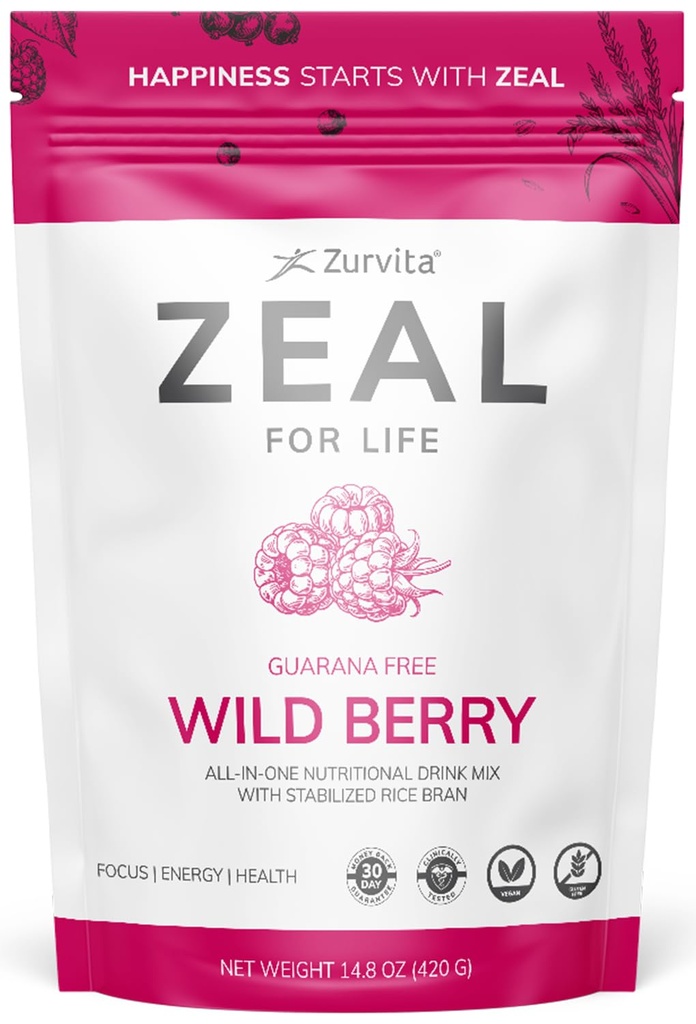 Zurvita - Zelenje za življenje 30-dnevni Wellness Bag - Wild Berry (Guarana Free) - Nutritional Supplement for Vitality, Immuniteta, and Wellness - 420 Grams