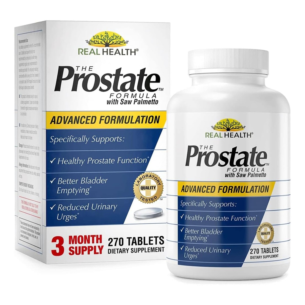 Real Health Prostata Formula - Advanced Prostata Health Supplements za moške, Saw Palmetto Formula za zdravo Bladder in urinska podpora, z Granatno, cink, & Bučna semena - 270 Count