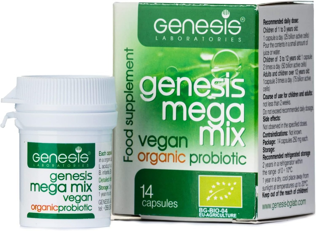 MegaMix BIO Probiotic for Gut Health | Shelf Stable Probiotics for Women & Men with Lactobacillus & Bifidobacterium for Digestive, Immune & Gastrointestinal Support - Vegan, 14 Capsules