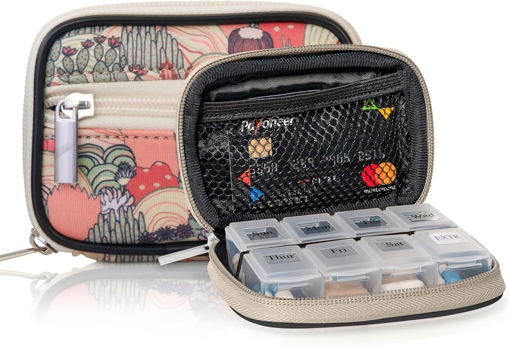 Made Easy Kit tablete - Tedenska medicina Organizator z odstranjevanjem sedemdnevni vitamin & dodatek Box - Premium neoprene za potovalne zapornice (Desert Khaki)