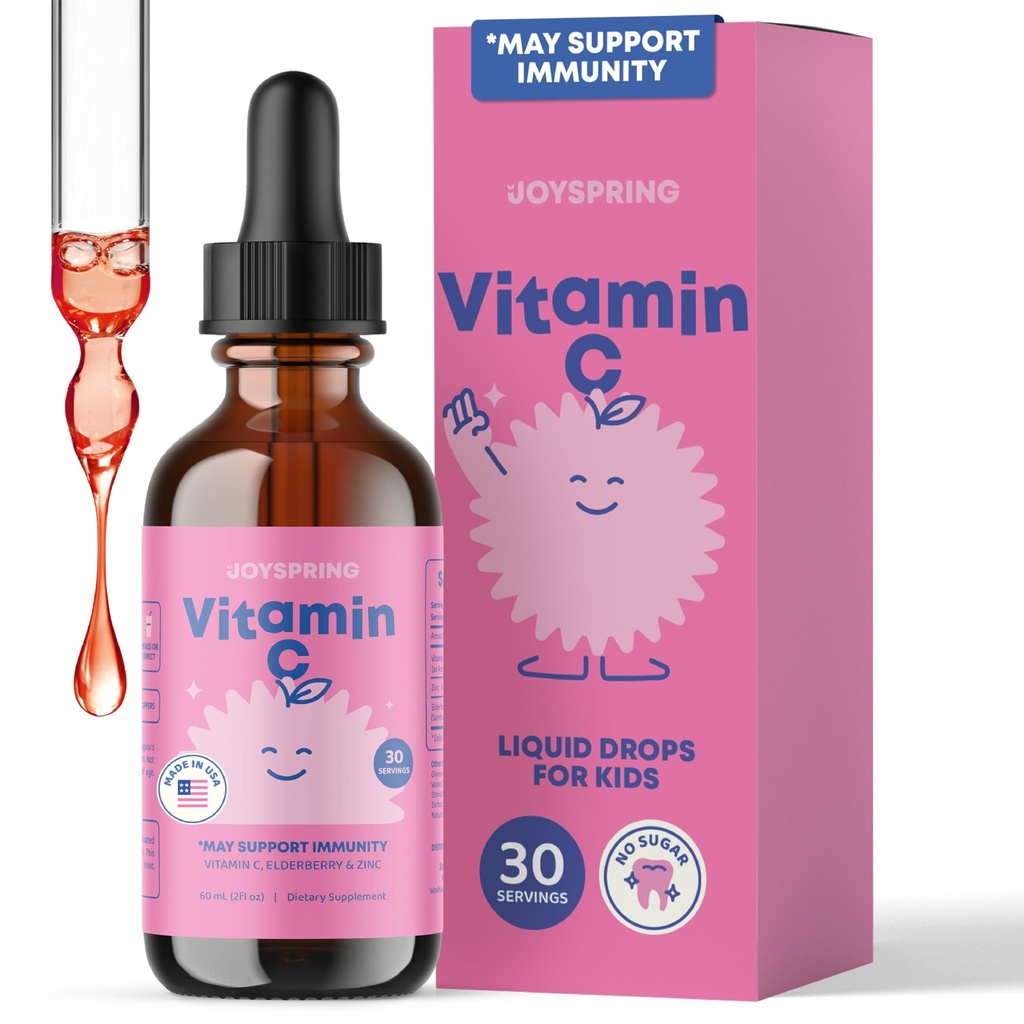 JoySpring Vitamin C in cink za otroke, Starejše jagode Tekoči dodatek 
