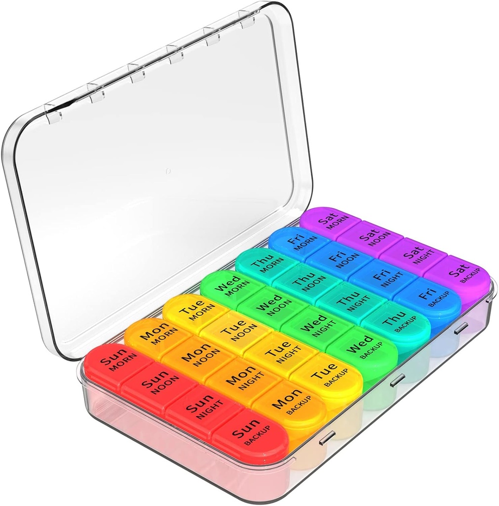 Daviky tedenske tablete Organizator 4 krat na dan, tablete Box 7 dan, Medicine Organizator Prenosljiv za potovanje z odstranljivimi posameznih tabletke vsebnika za tablete za Hold Daily Vitamin, Dopolnilo in zdravilo