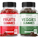 Sadje in zelenjava dodatek (120 Gummies) - Premium Sugar-free Super Zelena in sadje Gummies za odrasle - Imuniteta Podpora za moške in ženske - Non GSO, Vegan Safe & Made v ZDA