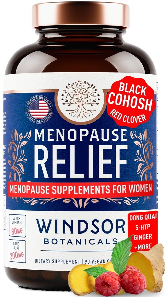 Menopause dopolnila za ženske - 5-HTP, Dong Quai, Black Cohosh za Menopause Hot Flashes, nočno potenje pomoč - ženske Pre Meno Predmenopavza Perimenopavze dodatek - 90 Caps