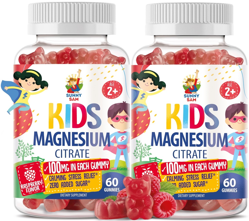 Magnezijevi žvečilni gumiji za otroke in odrasle - 100mg - Mirni magnezijevi žvečilni dodatki za žvečenje magnezijevega citrata - 2Pack