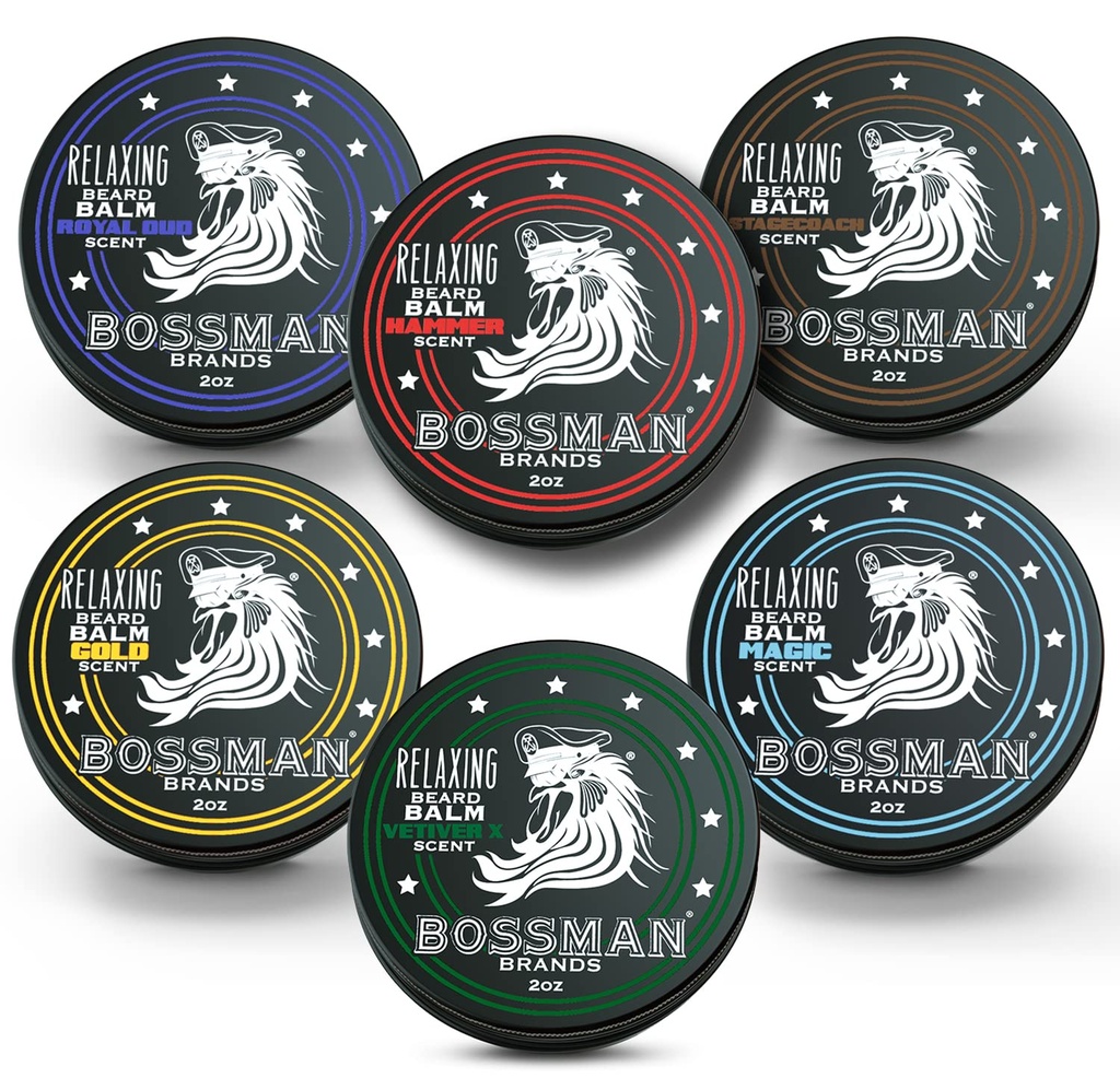 Bossman Brada Balm Variety Pack - Brada Grooming, Rast in nega Kit - Mehčalo in vlažilec - Vse 6 Scents
