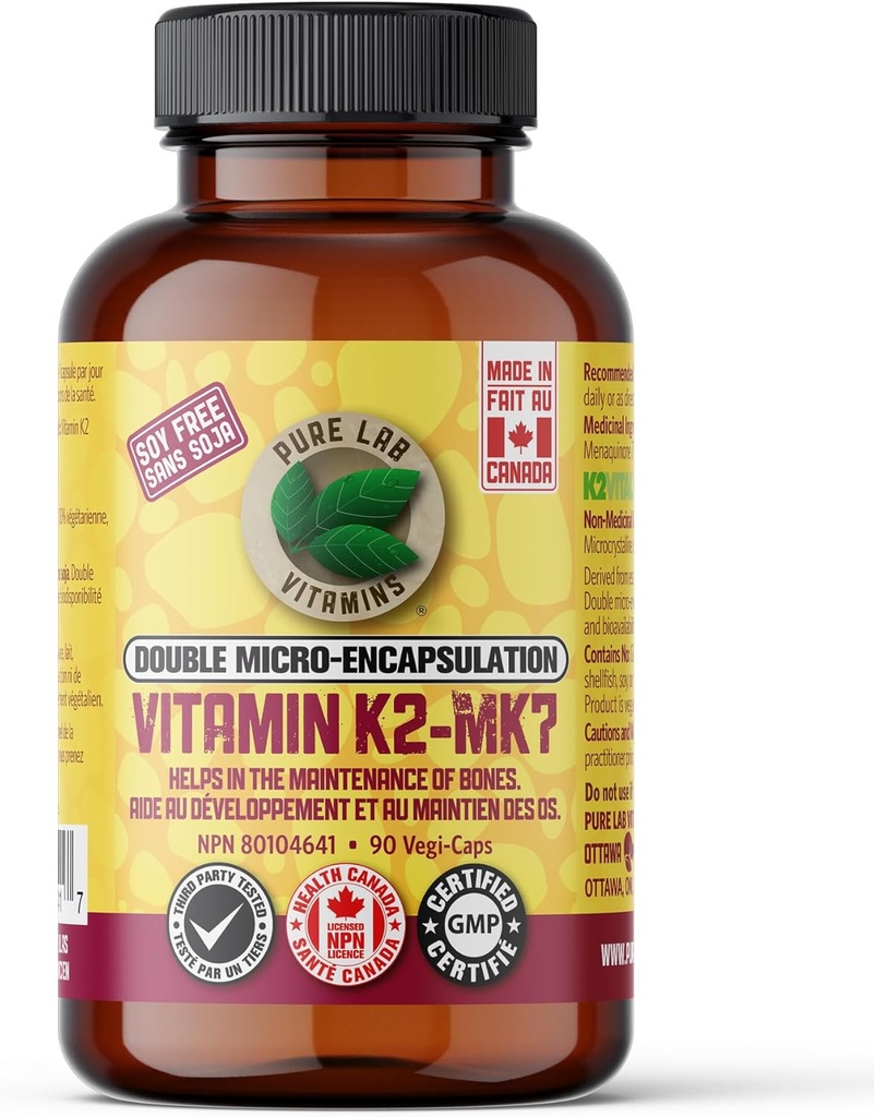 Čisti Lab Vitamini Vitamin K2 MK7, 90 Vegi-Caps Made in Canada