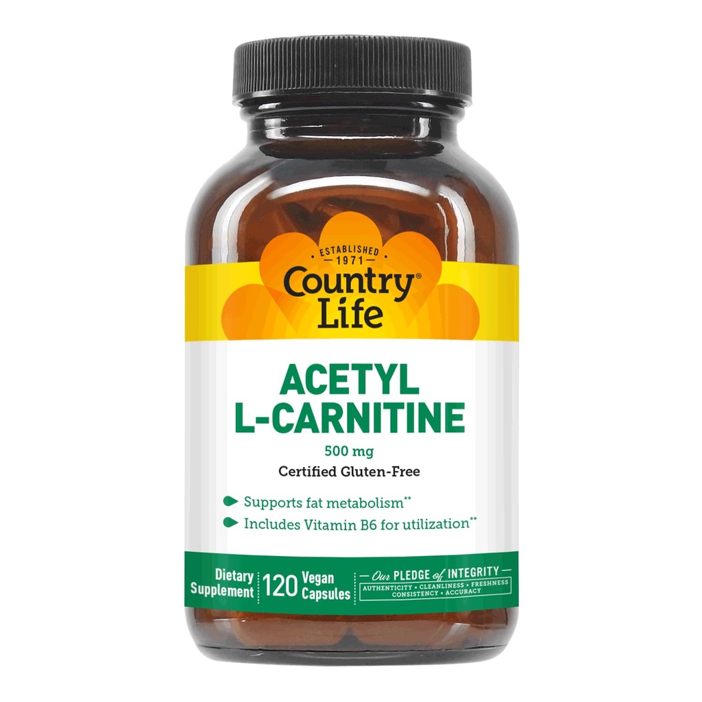 Country Life L-karnitin 500 mg z B-6 - 120 veganskimi kapsulami