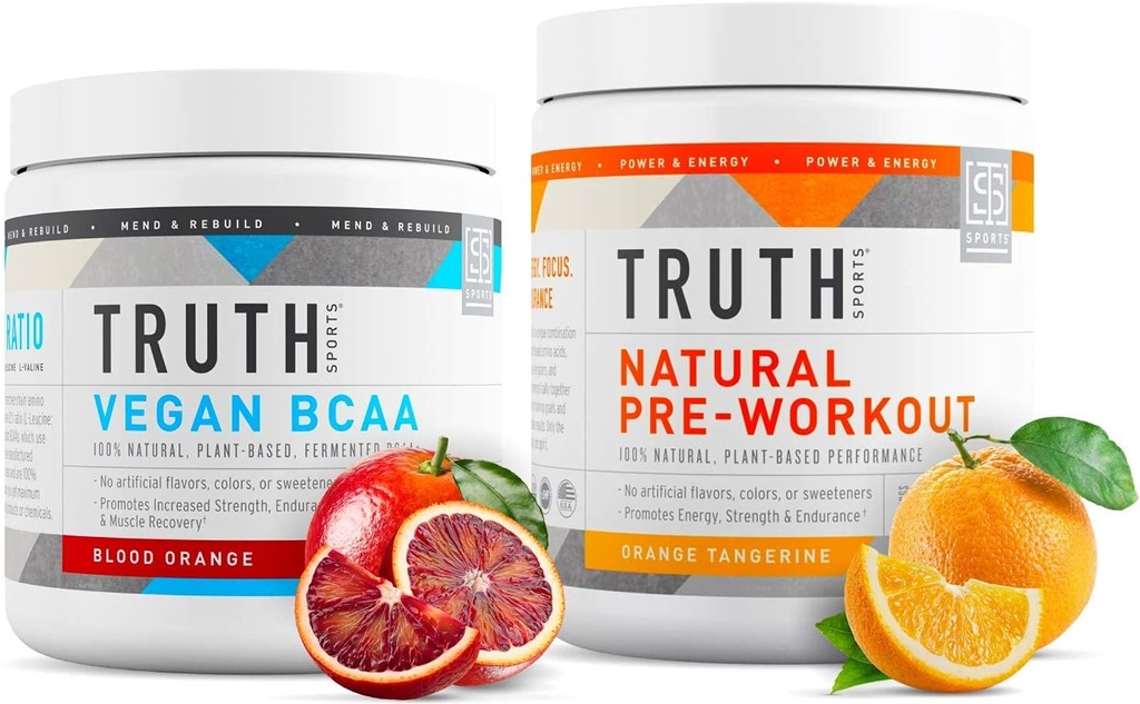 Resnica Nutrition Natural Athlete Workout Stack - Natural Preworkout (Orange Tangerine) + Vegan BCAA (Krvavava pomaranča)