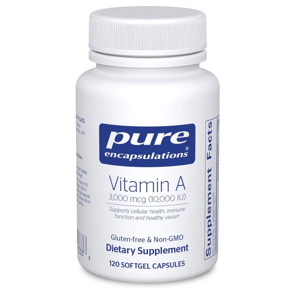 Čiste enkapsulacije Vitamin A - 3.000 μg - iz jetrnega olja trske - Podpora imunskemu sistemu in vidu* - dodatek vitamina A Palmitate - Ne-GMO - 120 kapsul mehkega gela
