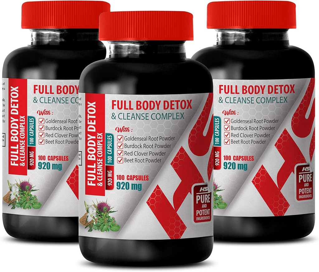 Dodatek za razstrupljanje telesa - komplet za razstrupljanje in čiščenje telesa 920 MG - rdeča Clover formula - 3 steklenice 300 kapsul