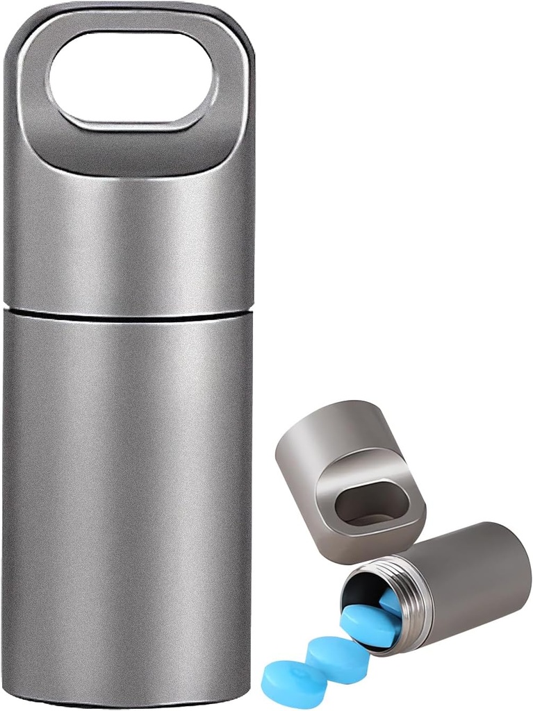 Mali Keychain tablete imetnik,304 Nerjaveče jeklo Prenosni tablete Primer Organizator za potovanja,Vodoproof Pocket Pill Container Medicine Box za zapornice (Mini Pill Case), Silver