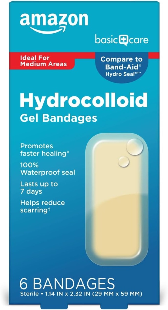 Osnovna nega Napredno hitro zdravljenje Hydrocololoid Gel Bandages, velike, 6 ct