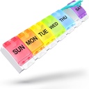 Sukuos velike tedenske tablete Organizator 7 dan, Daily Pill Box z enostavnim push gumb prenosljiv primer tablete za zdravila/vitamin/ribje olje/dodatki, zdravil imetnik (Rainbow)