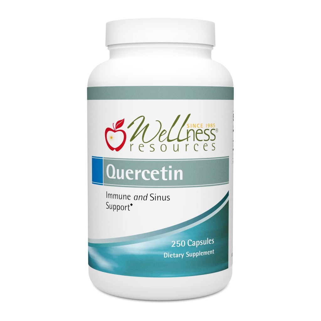 Wellness Resources Quercetin - Imune, Sinus in Alergija Podpora 1000mg na Serving - (250 kap/125 Servings) Vegan, Non-GMO