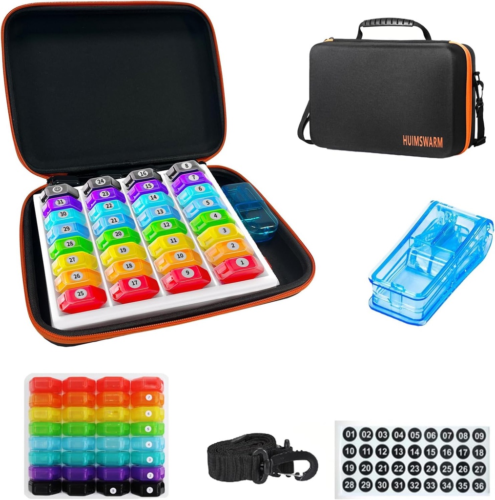 Mesečne tablete Organizator 1Čas na dan,Pilla Organizator mesečno 1čas na dan z 32 Dnevni oddelki&1Pill Cutter&1Travel Case&1Shoulder Straps&2PCS 31 dni Nalepka. Udobno rokovanje, BPA-brezplačno.