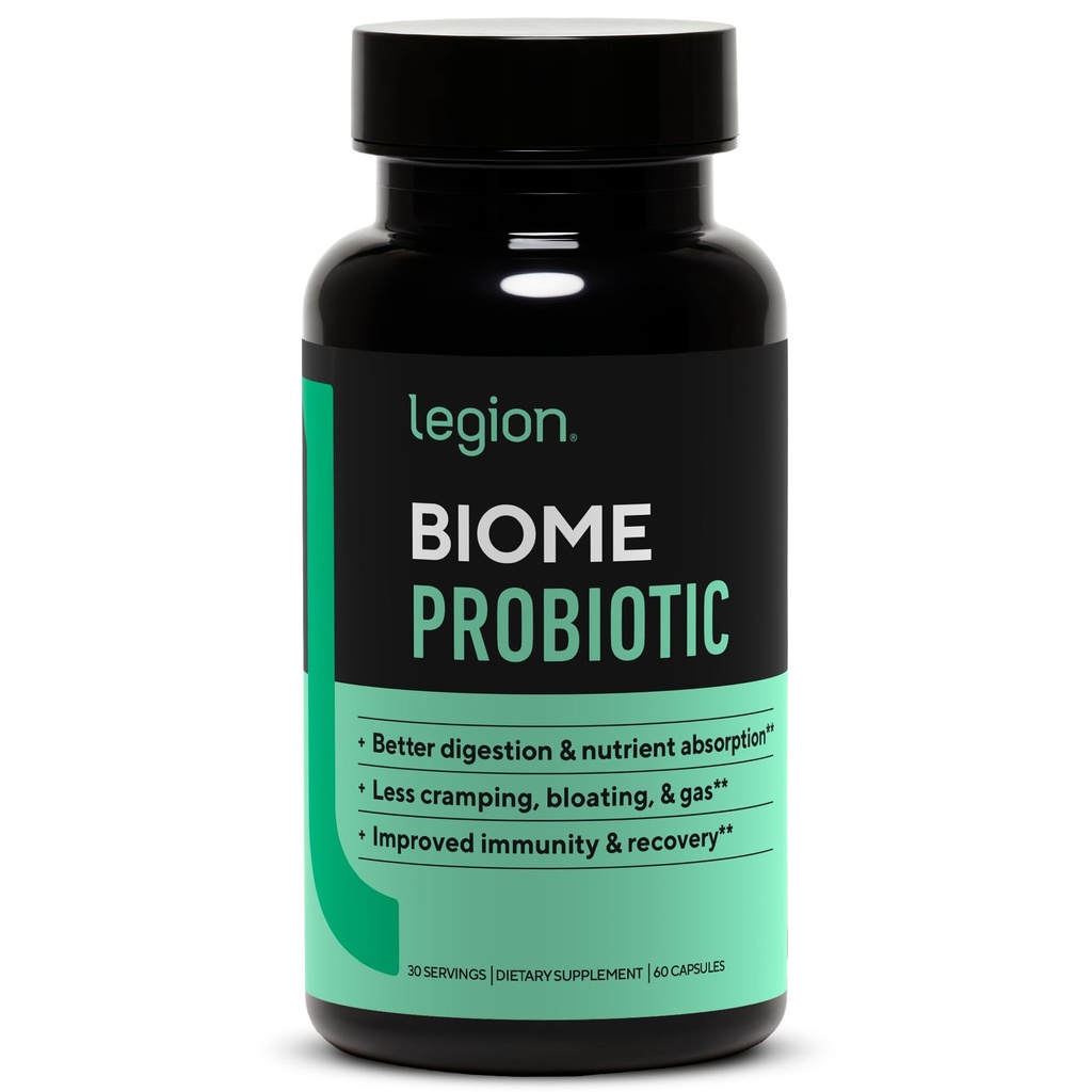 LEGION Biome Probiotic - Naravni probiotiki Gut Health Supplement for Women & Men - Probiotic Nutritional Supplements Pomoč Zmanjšati napenjanje, Cramping & Plin - Colon Health Probiotic tablete, 30 Servinges