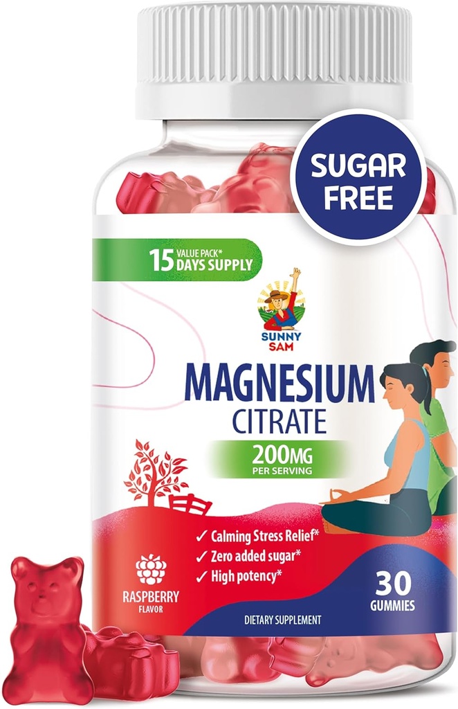 Magnezij Gumiji za otroke in odrasle - 200mg - Mirni Magnezijev žvečenje - Magnezijev Citrat Žvečljivi dodatek za Mood & Mišična podpora