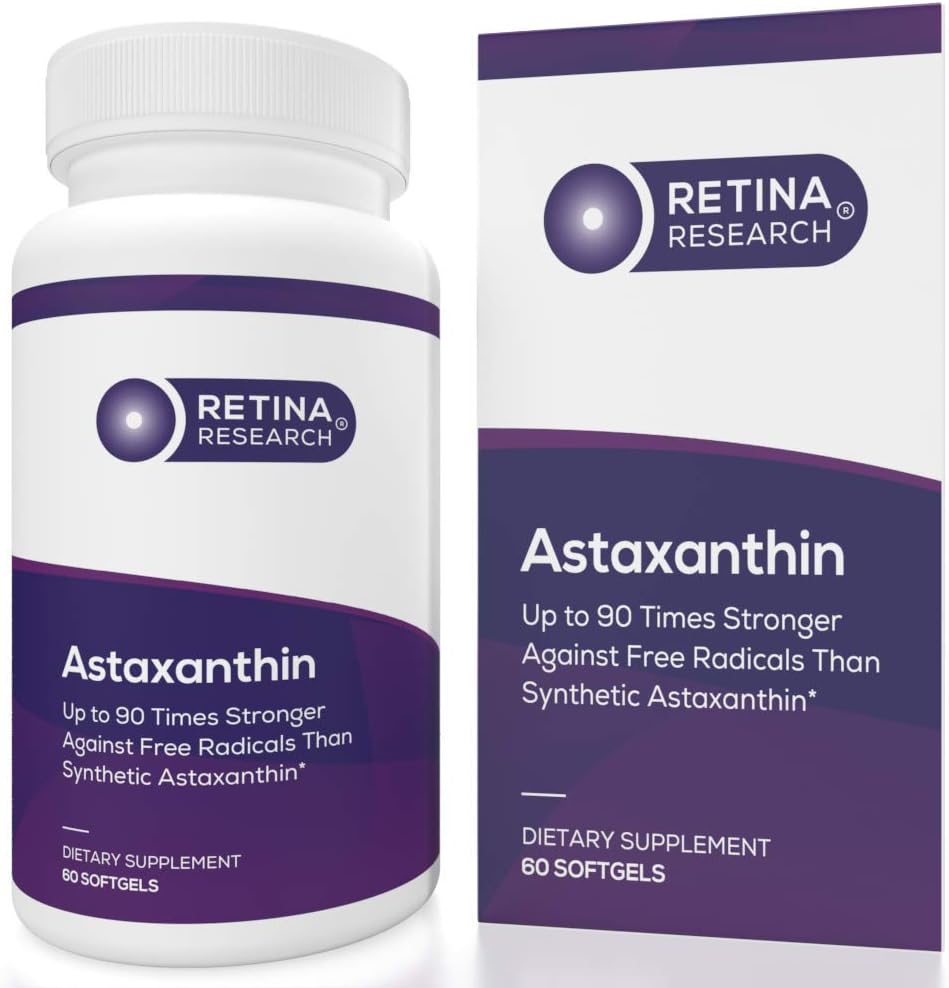 Naravni Astaksantin Eye Vitamin 10mg - Dodatki za podporo zdravje oči - Do 90 krat močnejši od sintetičnega - Formulirani z zdravniki - 3. stranka Certified - 60 Softgels