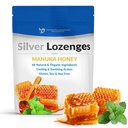 Srebrne kroglice z organskim manuka medom in vitaminom C - vse naravno Nano srebro 45-50mcg 60 PPM koloidne srebrne mineralne kapljice za podporo imunskega sistema, Soothe, Cool Cough & Throat, 24-Lozenges