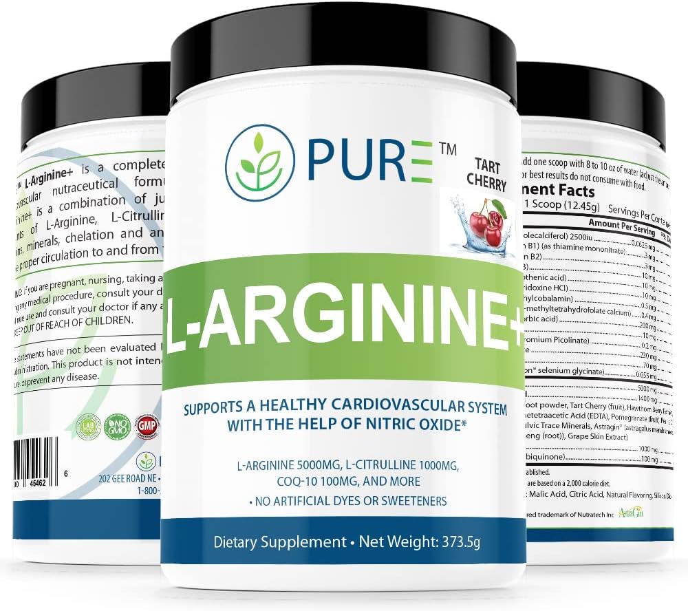 PURE L-arginin+ L-arginin+, L-arginin L Citrulin CoQ10 in več! Podpora za krvni tlak, holesterol, energijo, pretok krvi, razvoj mišic in še več (tropski mango)