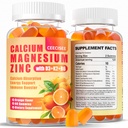 Kalcijev magnezijev cink Gumiji z D3 &B6 &K2,1000mg kalcijevi gumiji s 300 mg magnezijeve podpore Imunska energija za odrasle in najstnike,Sugar Free(120Count)