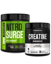 Jacked Factory NITROSURGE Pred vadbo dodatek (Arctic White) Kreatin monohidrat v prahu 150g (nearomatizirana) za rast mišic, večja moč, povečana energija