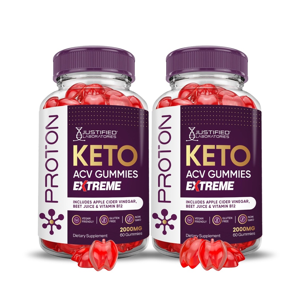 Upravičeni laboratoriji (2 Pack Proton Protein Keto ACV Gummies Extreme 2000MG Proton Keto Gummies Apple Cider Viner Oblikovan z Granit Beet Juice v prahu B12 Vegan Non GSO 120 Gummies