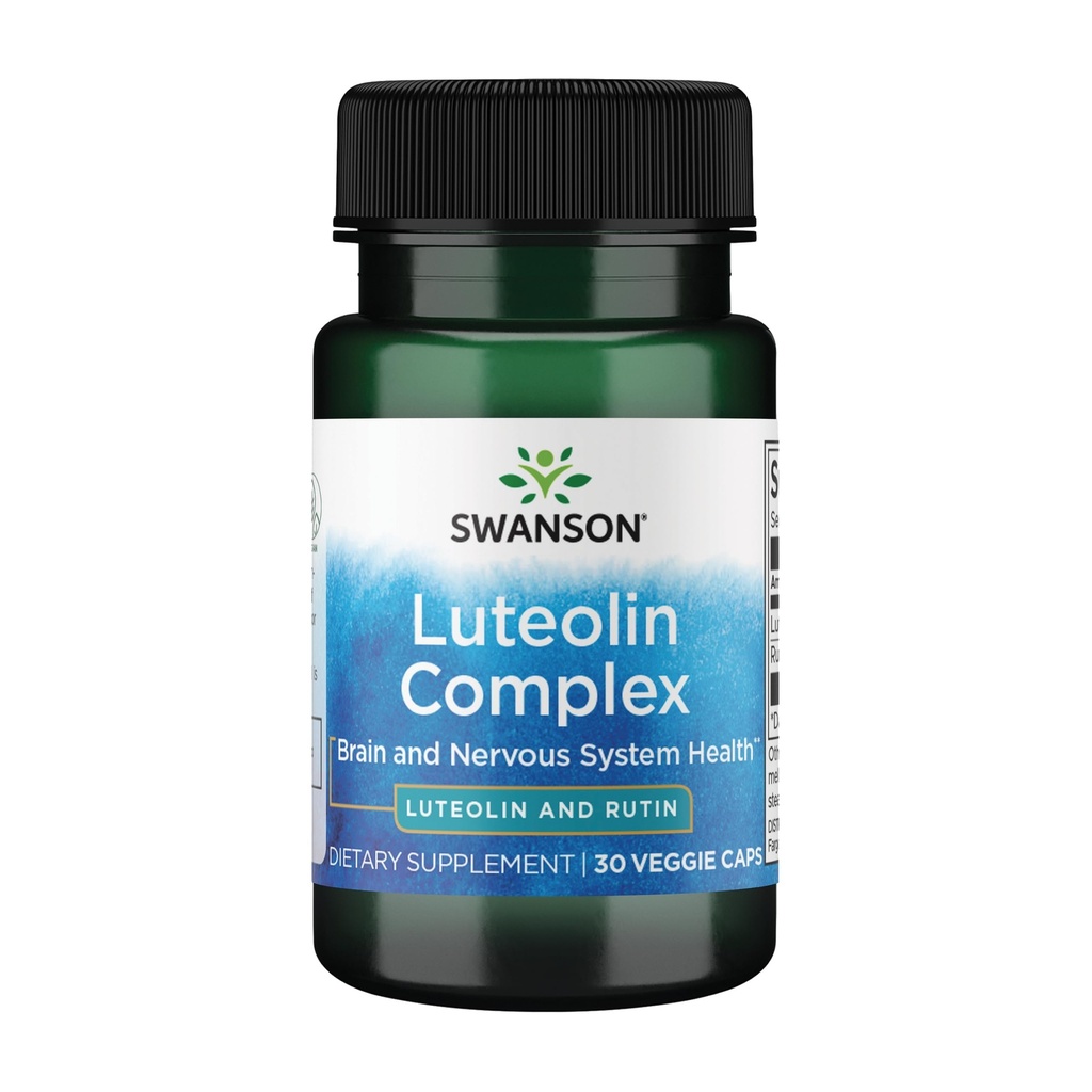Swanson Luteolin Complex w/Rutin - Brain Support dodatek za spodbujanje spomina, razpoloženja in kognitivnega zdravja - naravna formula za pomoč vzdrževanje živčnega sistema - (30 Veggie kapsule)