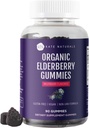 Kate Naturals Elderberry Gumies z vitaminom C in cinkom za odrasle in otroke. Okusen Sambucus Bezgove jagode za imuno podporo (90 Gummies, 45 Day Supply, Organic)