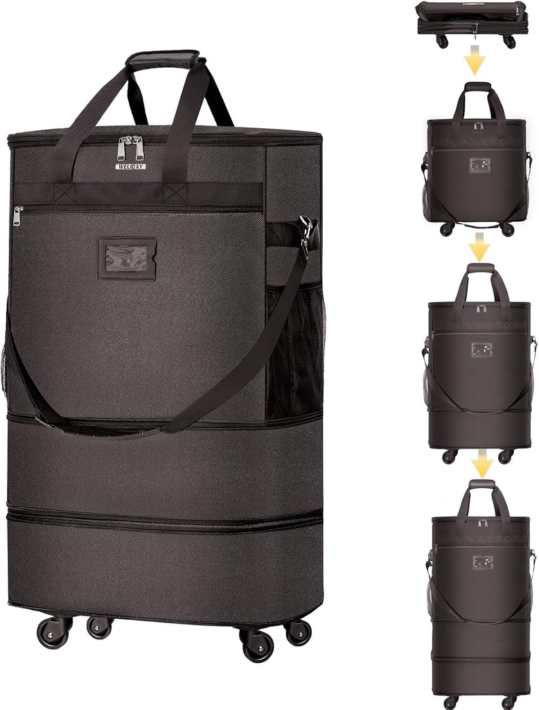 Kovčki s kolesi Razširjena Prtljaga Zložljiv kovček s 4 univerzalnimi kolesi Združljiv Rolling Case (Coffee)