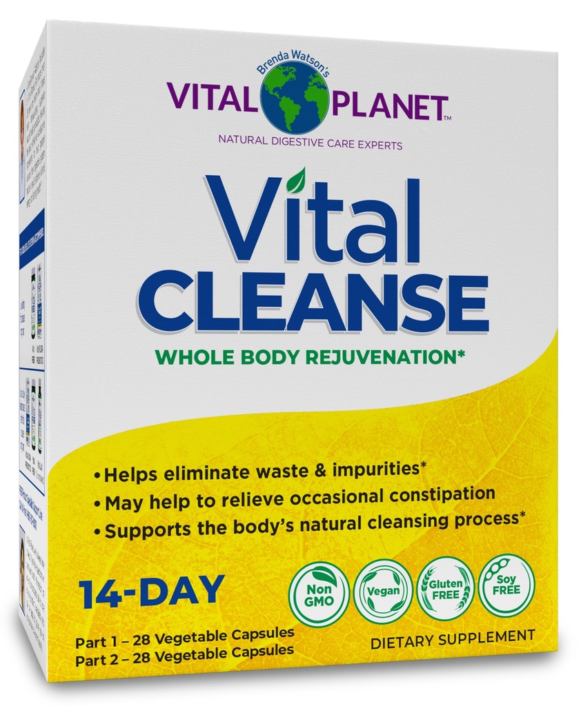 Vital Planet - Vital čiščenje z mlekom osat, magnezij, rta Aloe in zelišča, naravni dodatek za občasno zaprtje in zdravo izločanje, 2-del - 14 Day Kit, 56 Kapsule