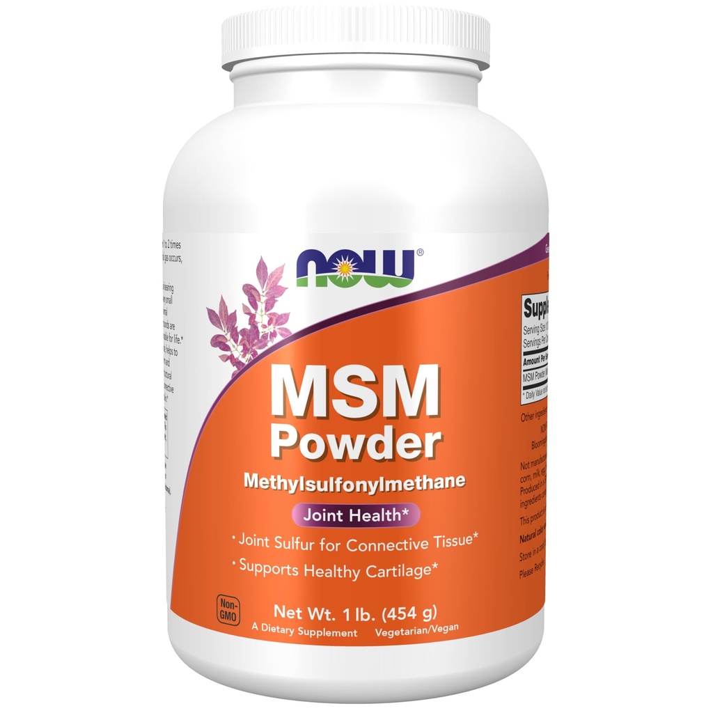 NOW Foods Supplements, MSM (metilsulfonilmetan) prašek, podpira zdravo kartilažo*, skupno zdravje*, 1-pound