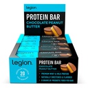 Legion Protein Bar Čokoladno arašidovo maslo -100% sirotkine beljakovine, Pečene čokoladice z visoko vsebnostjo beljakovin (20g) Nizka vsebnost maščob (12g) Nizki sladkor (4g), Brez soje, Gluten - Naravni okusi (12 Count)