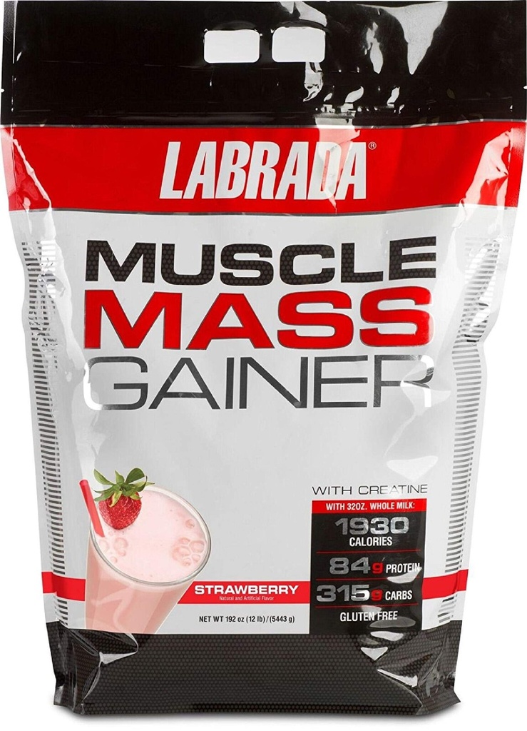 Labrada Nutrition Muscle Mass Gainer, Jagoda, 12 funtov