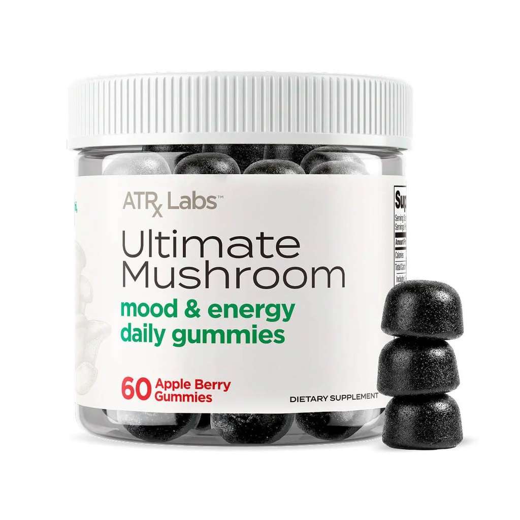 Ultimate Gobe Daily Gumies - Gobe Gumies z Cordyceps, Levja griva in Reishi, Plus Huperzine A & L-Theanine, lahko izboljša Mood in energijo, Apple Berry Flavor, 60 Gumies