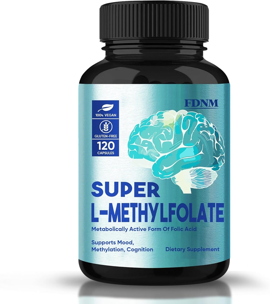 L Metilfolat 15mg, Profesionalna moč Metilfolat Dodatna podpora Mood, Živec, Metilacija, Optimizirane L-metilfolatne kapsule, Ne-GMO, Gluten-free, 5-MTHF, 120 kapsul