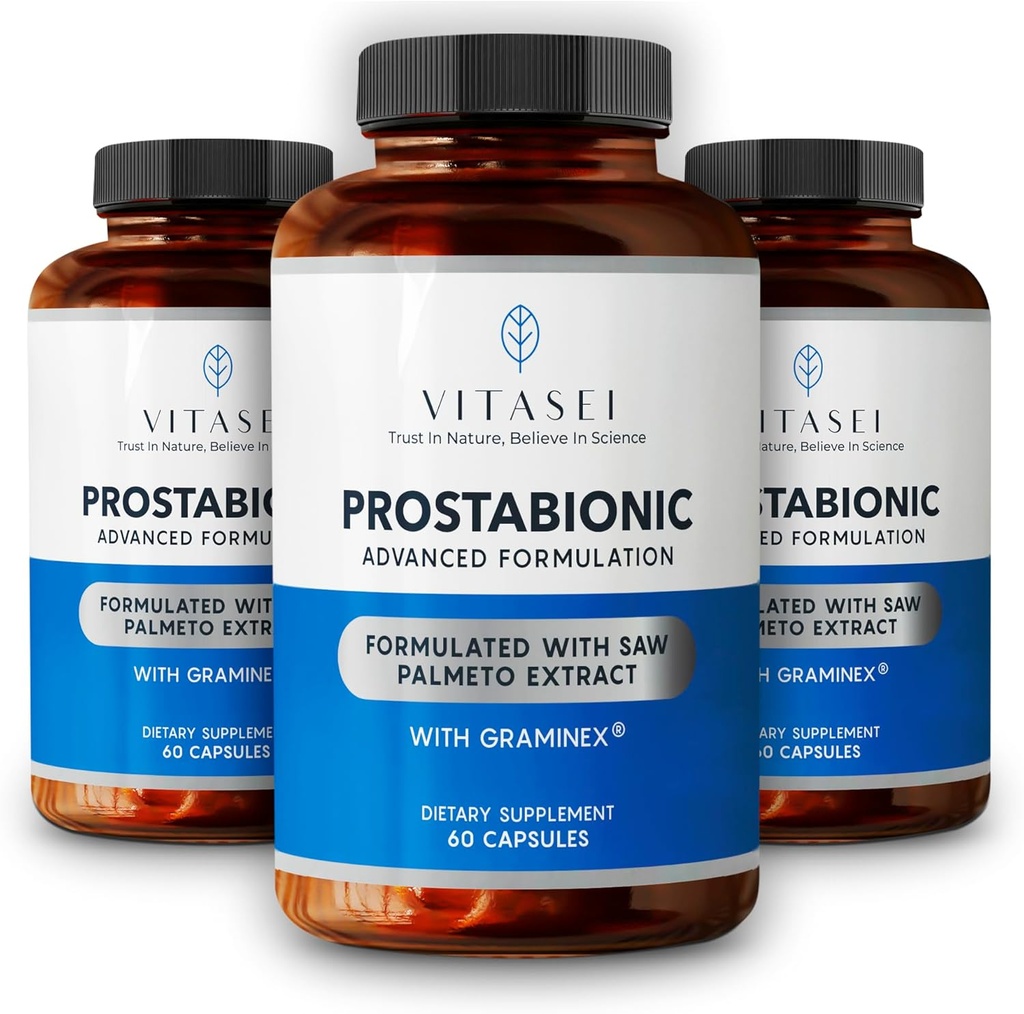 VITASEI Prostabionic z Graminex, Saw Palmetto, Pygeum Africanum - Bladder Control in prostate dopolnila za moške - 60 kapsul (Pack of 3)