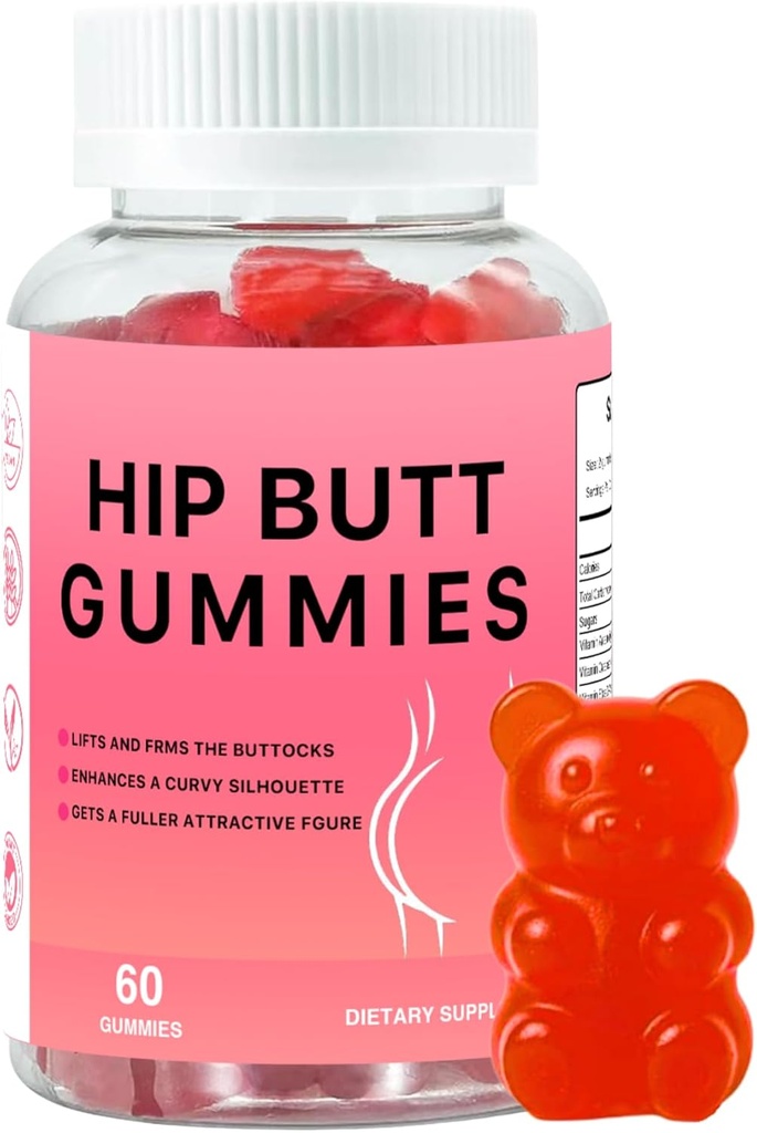 Hip Butt BBL Gummies za rit hitro rast in povečanje, 60 Booty Gummies za večjo rit hitro, Booty Gummies za povečanje teže za ženske riti