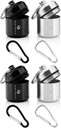 Prenosna Keychain tablete Holder Primer za okrogle glukozne tablete in kritična medicina - Discreet vodoodporne Key Chain Pill Container Nosilec z močnimi karabinkami - Aluminum Alloy tablete Fob Box - 4 Pack