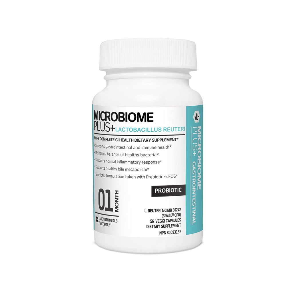 Microbiome Plus Gastrointestinalni probiotiki L Reuteri NCIMB 30242 Gate Prebavne dopolnila Kapsula, Alergija Sef & Gluten Brezplačno za moške in ženske (1 mesec dobave)