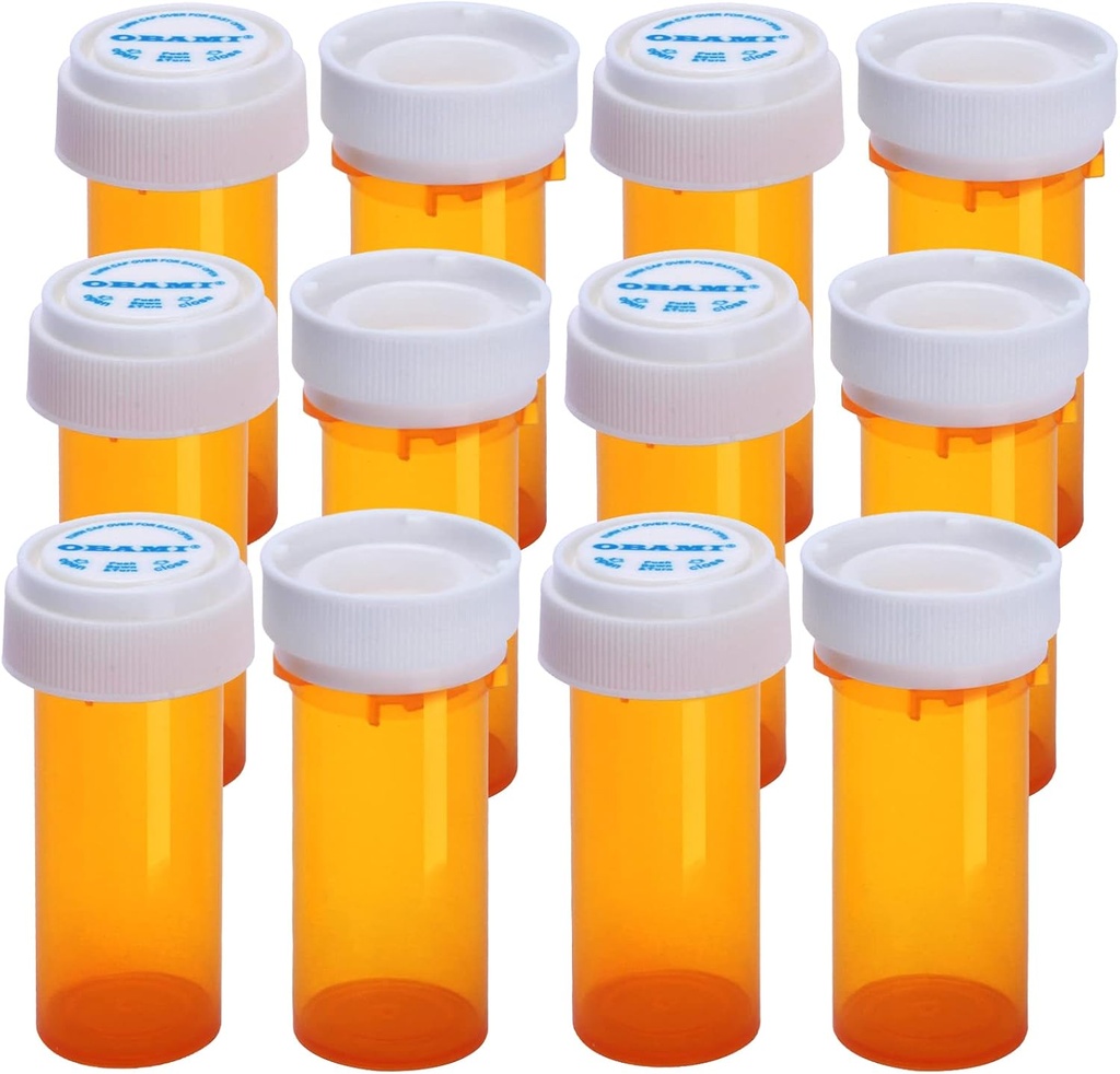Plastične prazne tablete steklenice z dvojno uporabo (oporečen in enostaven odprt) Caps - Medicine tabletke Dispenser Organizatorji (8 Dram, 12pcs)