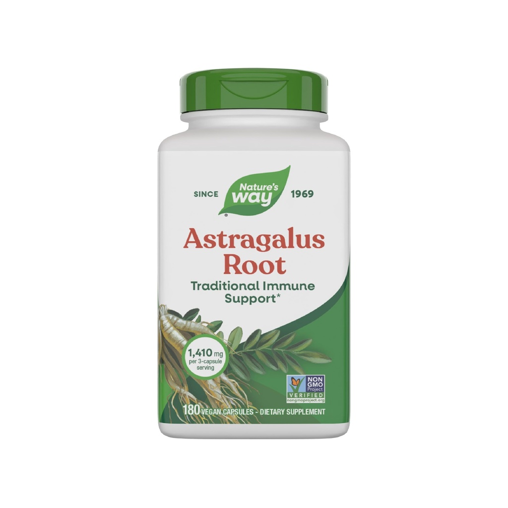 Naravna pot Astragalus Root, tradicionalna imunska podpora*, 1,410 mg na 3-kapsul, projekt Non-GMO Verified, Vegan 180 kapsul (Packaging May Vary)