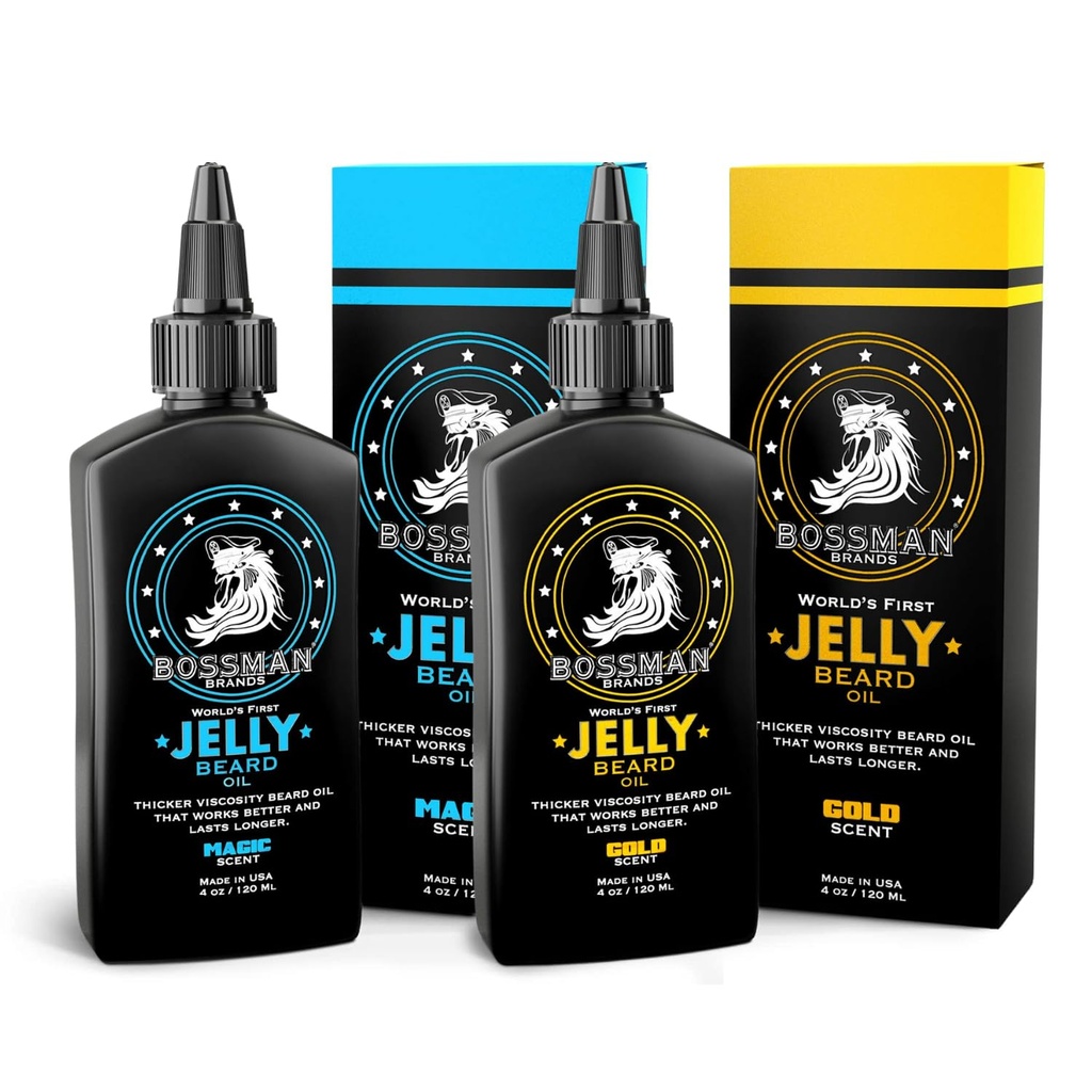 Bossman Beard Oil Jelly Kit (2 centi) - Brada rast Mehčalec, losjon losjon losjon z naravnimi sestavinami - Brada raste izdelek (Magic & Gold Scents)