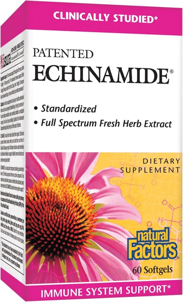 Naravni dejavniki, Ehinamid, Ehinacea dodatek za imuno in wellness podporo, 60 Softgels