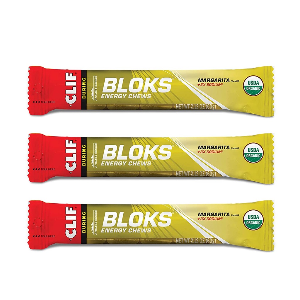 CLIF BLOKS - Energijski žveči - Margarita s soljo 3X Natrij za dodajanje Elektroliti- Ne-GMO - Rastlinska hrana - Hitro gorivo za kolesarjenje in tek-Workout prigrizek (2.1 Ounce Packet, 3 Count)