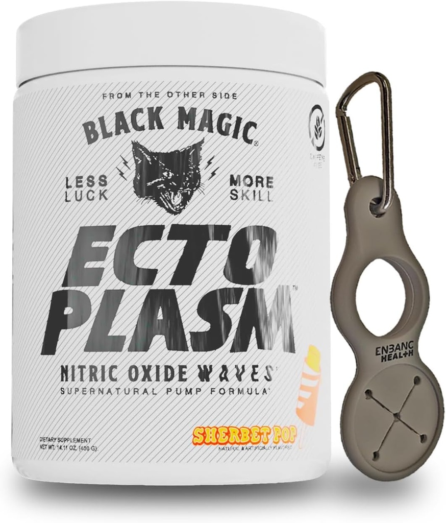 Black Magic Ecto Plasm - Sherbet Pop - ročni vžig črpalke, povečana hidracija & Vaskularnost (400g, 20 Scoops) z Enbanc Health Keychain