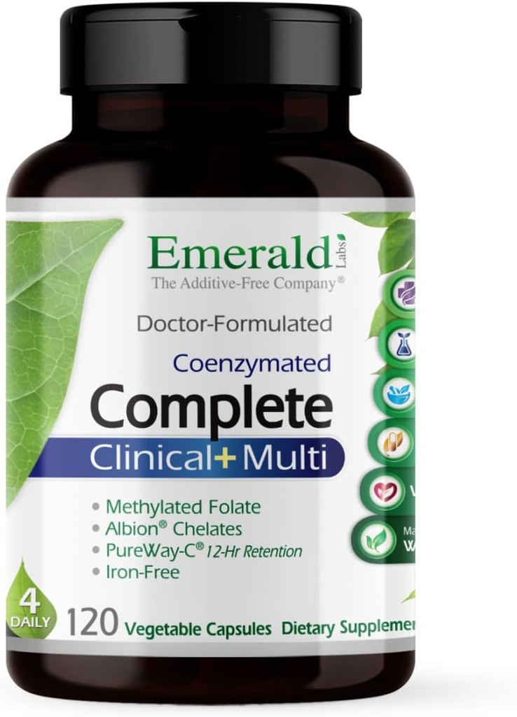 EMERALD LABS popolno klinično multi - multivitaminski z metiliranim folatom, vitaminom D3, digestivnimi encimi in več za zdravje črevesja, imunosupresivno podporo in več* - 120 zelenjavnih kapsul (30-dnevna oskrba)